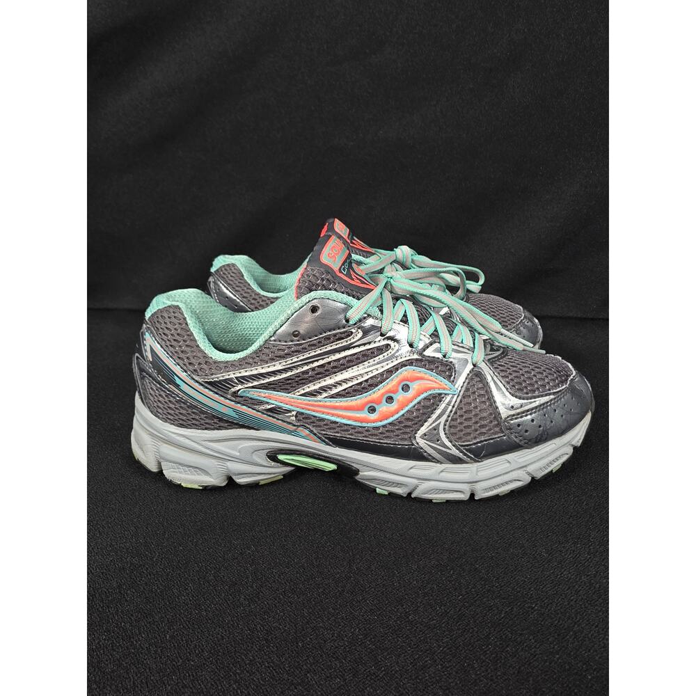 Saucony Cohesion 6 Women’s 9 Wide Running Shoes Gray Teal Orange